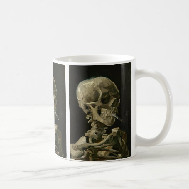 Skull of Skeleton with Burning Cigarette, Van Gogh Coffee Mug (Right)