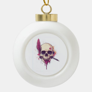Skull of the Grim Poet Ceramic Ball Christmas Ornament