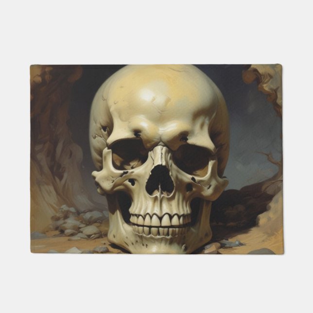 Skull Oil Painting Style Painting Illustration Doormat (Front)