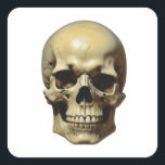 Skull Oil Painting Style Painting Illustration Square Sticker<br><div class="desc">Fantasy Rock Punk Heavy Metal Art - Blue Skull Skeleton - Digital Fantasy Art</div>