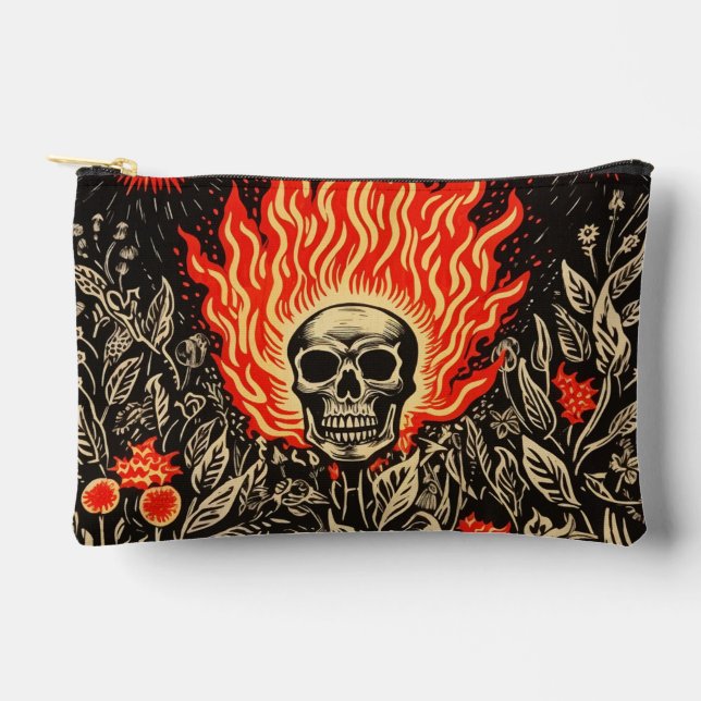 Skull on Fire Accessory Pouch (Front)