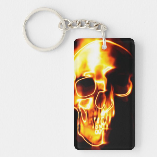 Skull on fire key ring (Front)