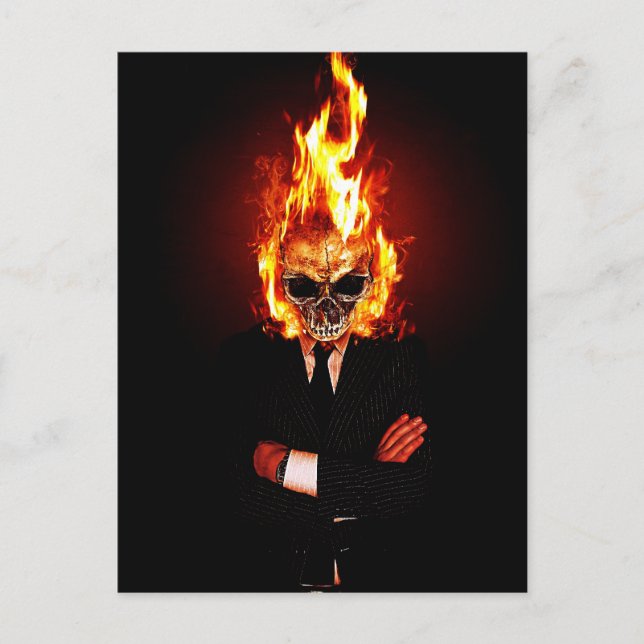 Skull on fire postcard (Front)
