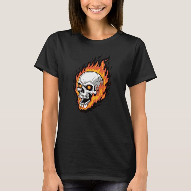 skull on fire T-Shirt (Front)