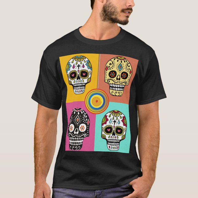 Skull On, Mexican Cool Skulls  T-Shirt (Front)