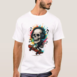 Skull on Skates with Headphones – Music & Color Sp T-Shirt