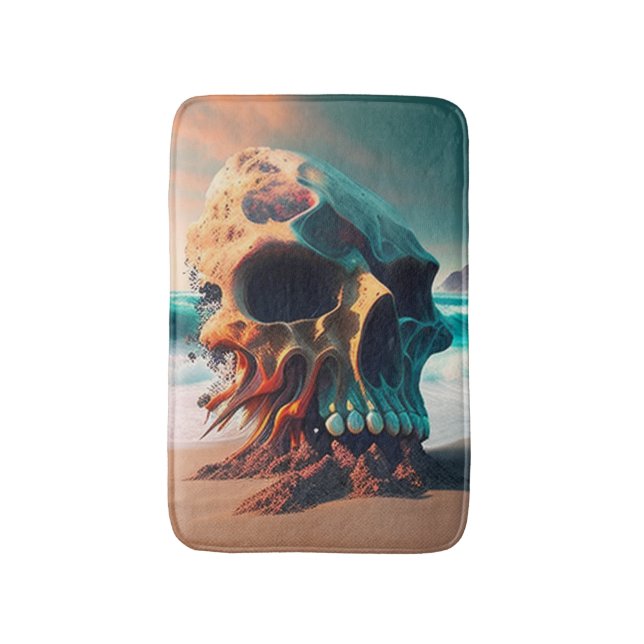 Skull on the Beach Bath Mat (Front Vertical)