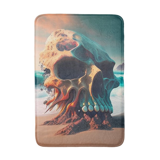 Skull on the beach bath mat (Front Vertical)