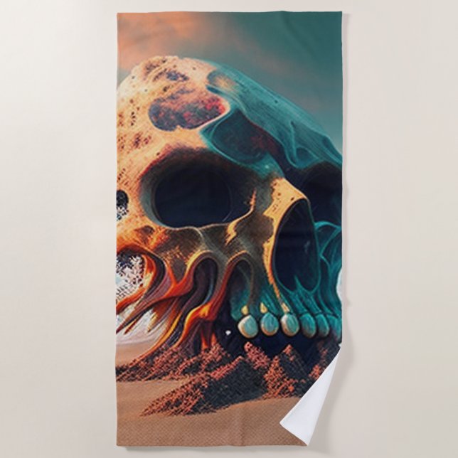 Skull on the beach beach towel (Front)