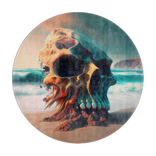 Skull on the beach cutting board