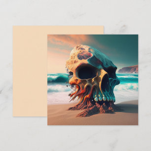 Skull on the beach holiday card