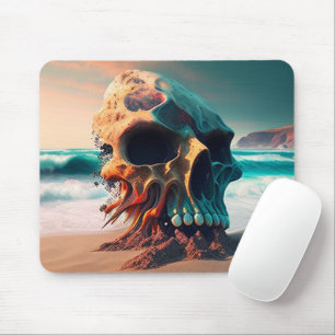 Skull on the beach mouse pad