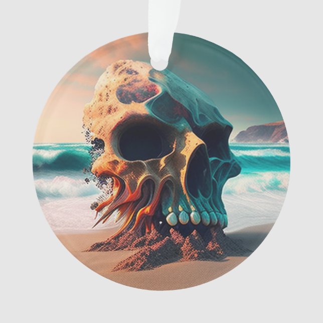Skull on the Beach Ornament (Front)