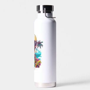 Skull on Vacation � Chill Funny Beach Skeleton Water Bottle