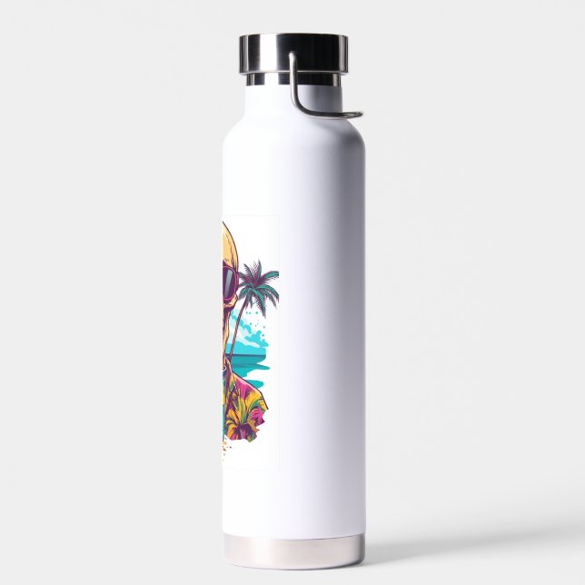 Skull on Vacation � Chill Funny Beach Skeleton Water Bottle (Left)