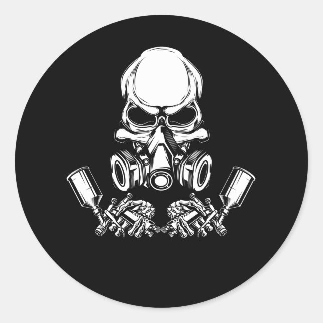 Skull Painter Car Painting Classic Round Sticker (Front)