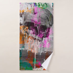skull pattern. colourful effects ship skull abstra bath towel