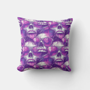 Skull Pattern Design with Purple Sunglasses Cushion