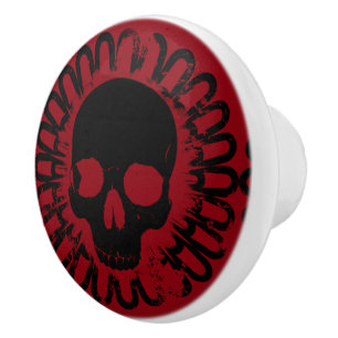 Skull Pattern Elegant Fun Halloween Goth Any Colou Ceramic Knob