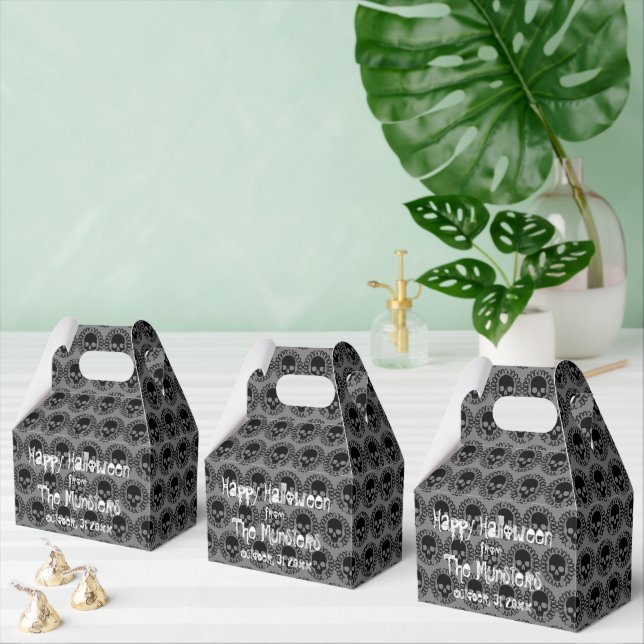Skull Pattern Fun Halloween Goth Any Colour Party Favour Box (Multiple)