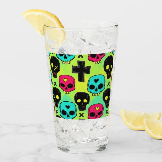 Skull Pattern Glass Cup (Front Ice)