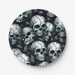 Skull Pattern Halloween themed Paper Plate