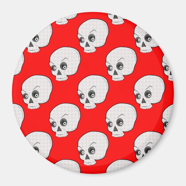 Skull Pattern On Red Background Magnet (Front)