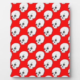 Skull Pattern On Red Background Plaque