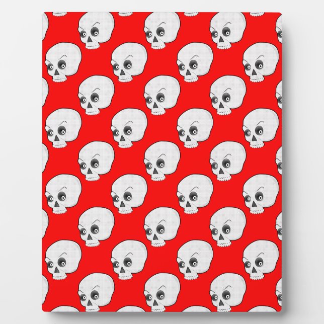 Skull Pattern On Red Background Plaque (Front)