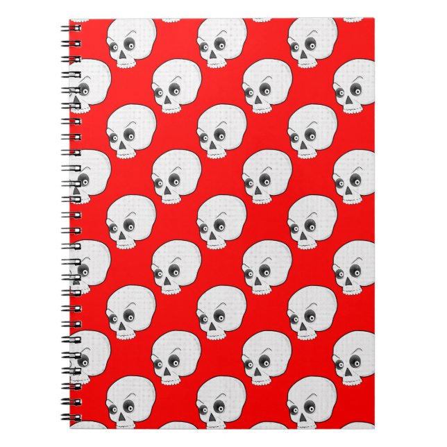 Skull Pattern On Red Background Spiral Notebook (Front)