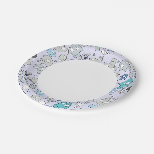 Skull Pattern Paper Plate (Angled)
