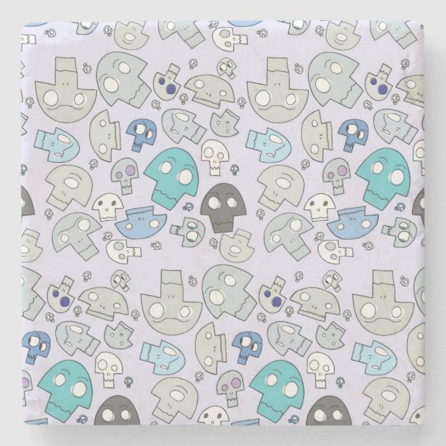 Skull Pattern Stone Coaster (Front)