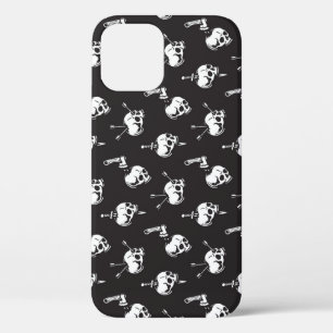 Skull Pattern with Weapons: Dark Background. iPhone 12 Case