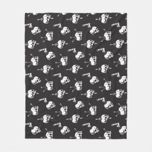 Skull Pattern with Weapons: Dark Background. Fleece Blanket