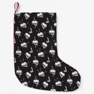 Skull Pattern with Weapons: Dark Background. Small Christmas Stocking