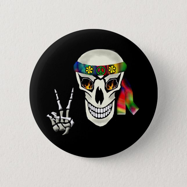 Skull Peace 6 Cm Round Badge (Front)