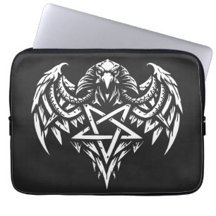 Skull Pentagram Tribal by BurnsInhell Laptop Sleeve