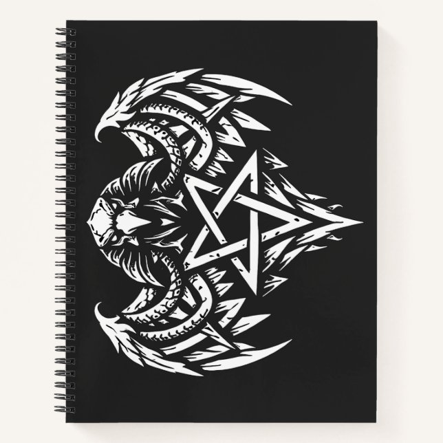 Skull Pentagram Tribal by BurnsInhell Notebook (Front)