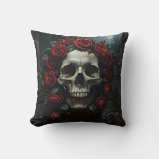 Skull pillow with flowers