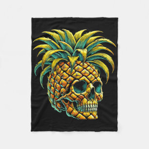 Skull Pineapple Sungles Aloha Beaches Hawaii Fleece Blanket