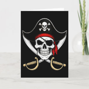 Skull Pirate Jolly Roger Flag Halloween Card