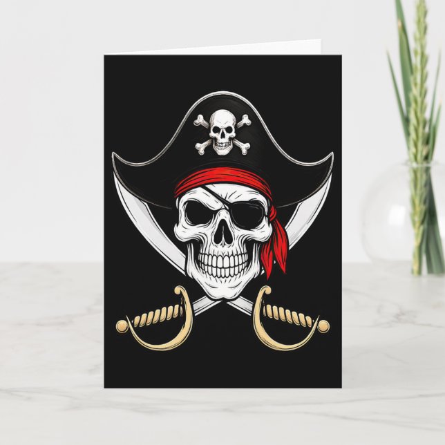 Skull Pirate Jolly Roger Flag Halloween  Card (Front)