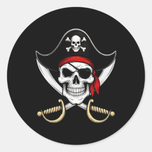 Skull Pirate Jolly Roger Flag Halloween  Classic Round Sticker