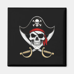 Skull Pirate Jolly Roger Flag Halloween Magnet