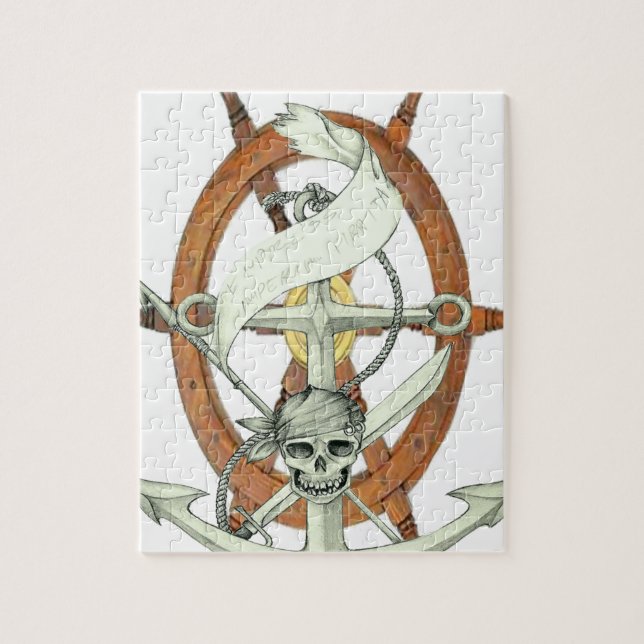 Skull Pirate Ship Anchor Jigsaw Puzzle (Vertical)