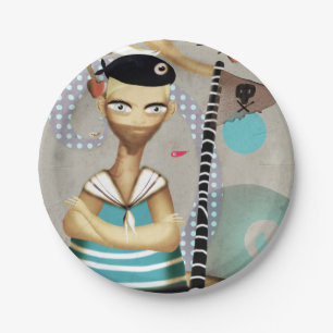 Skull Pirate Tattoo Fish Paper Plate