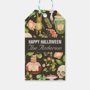 Skull Plant Mushroom Flower Abstract Halloween Gift Tags