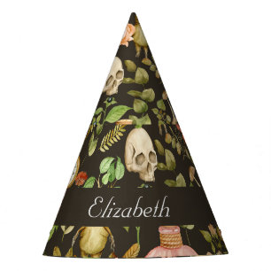 Skull Plant Mushroom Flower Abstract Halloween Party Hat