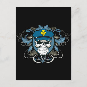 Skull Police Officer Postcard