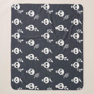 Skull Polka: Botanical Humourous Pattern Sherpa Blanket